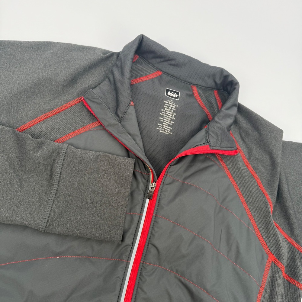 REI Jacket Women Large Gray Quilted Zip Front Activewear‎ Vented Hiking Running